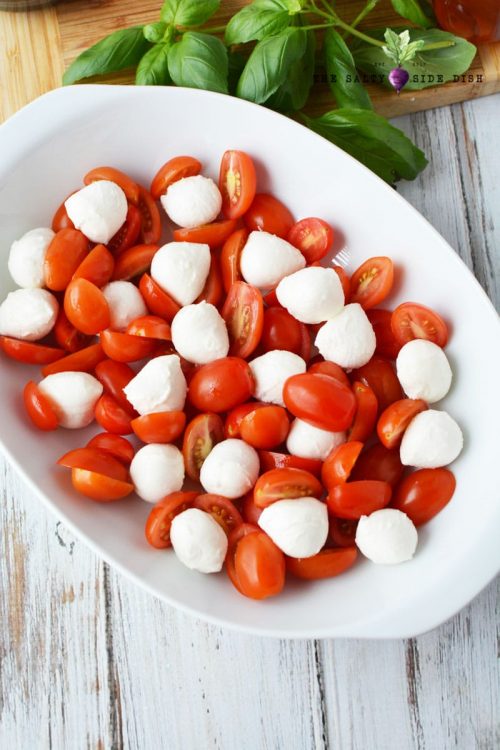 Caprese Salad with Cherry Tomatoes, Mozzarella and Balsamic Dressing
