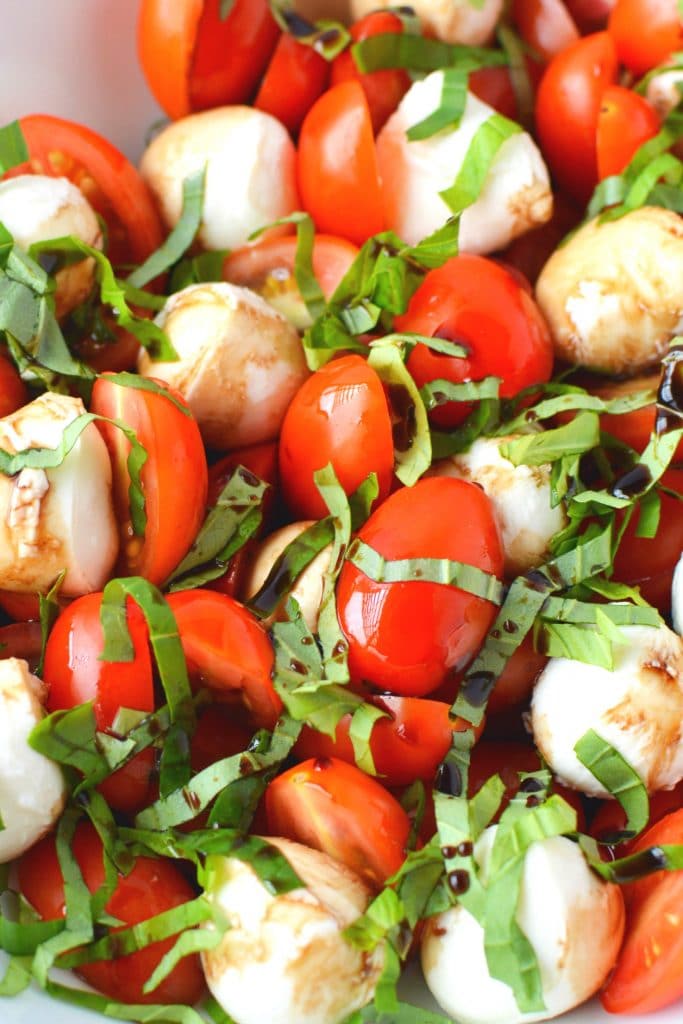Caprese Salad with Cherry Tomatoes, Mozzarella and Balsamic Dressing