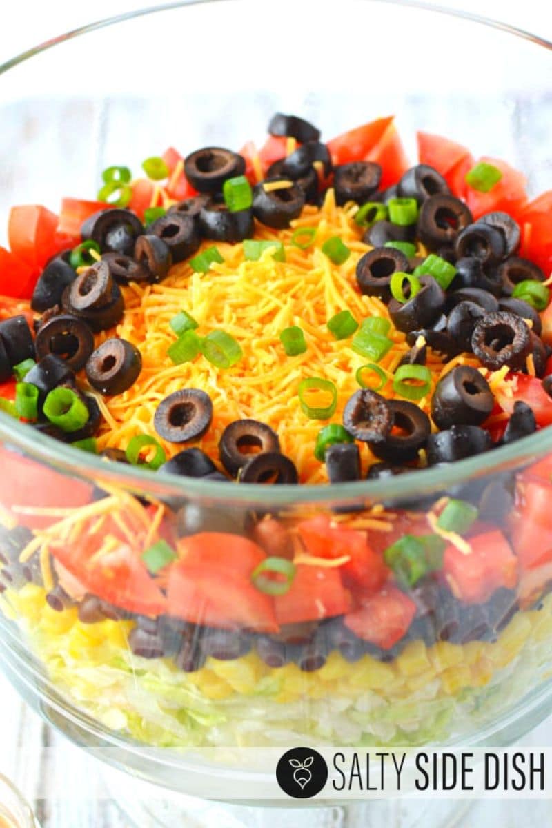 Simple 7 Layer Taco Salad with Homemade Taco Ranch Dressing