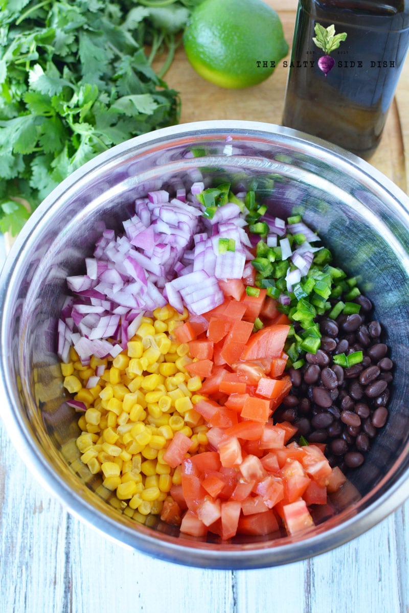 Black Bean and Corn Salsa with Red Onions and Fresh Cilantro Salty Side Dish