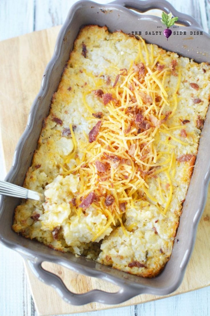 Loaded Cauliflower Casserole with Cheese and Bacon | KETO