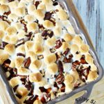 sweet potato casserole recipe in a baking dish.