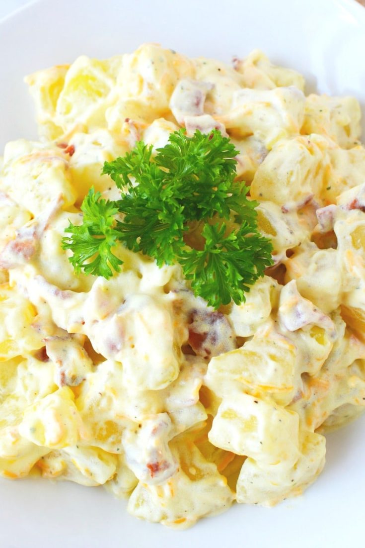 Southern Potato Salad Loaded with Bacon and Cheese