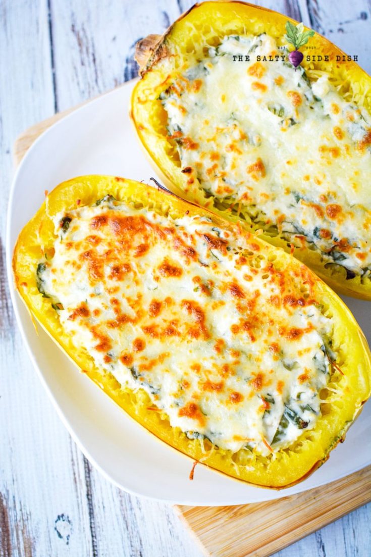 Cream Cheese and Spinach Spaghetti Squash Boats
