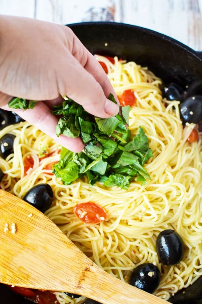 Easy Capellini Caprese Pasta Hot Side Dish Recipe!