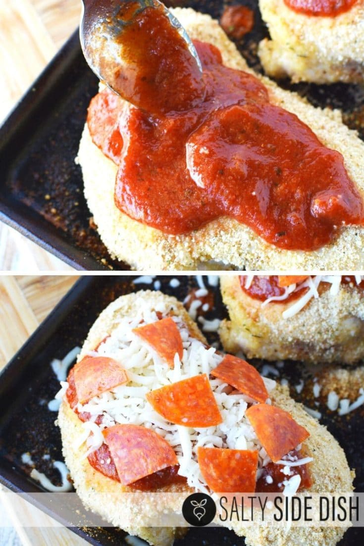 Pepperoni Chicken Baked with Mozzarella and Fresh Basil