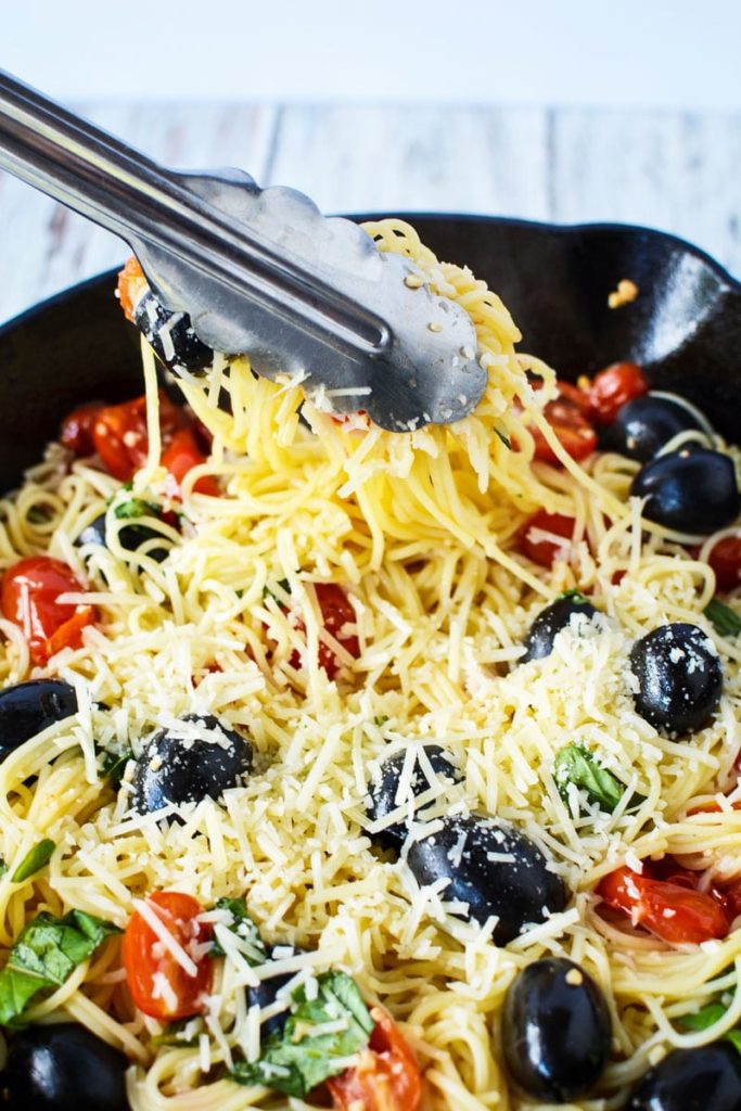 Easy Capellini Caprese Pasta Hot Side Dish Recipe!