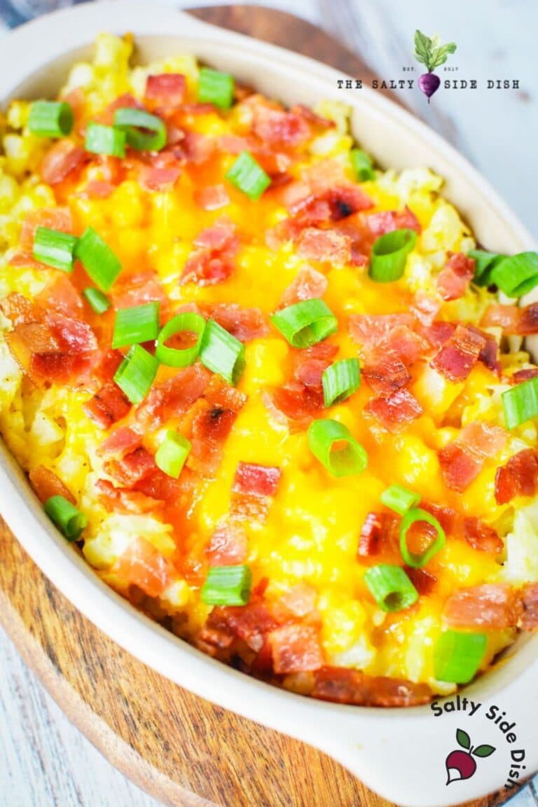 Keto Cauliflower Mashed Potatoes (Cheesy!) Salty Side Dish