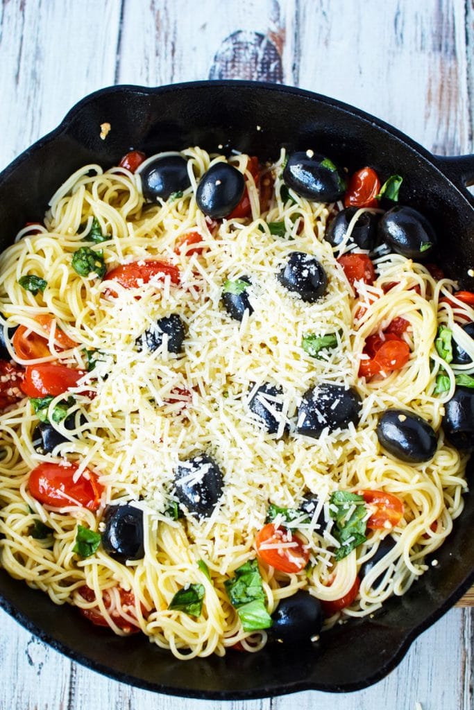Easy Capellini Caprese Pasta Hot Side Dish Recipe!