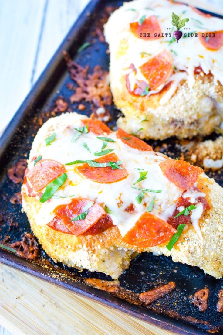 Pepperoni Chicken Baked with Mozzarella and Fresh Basil