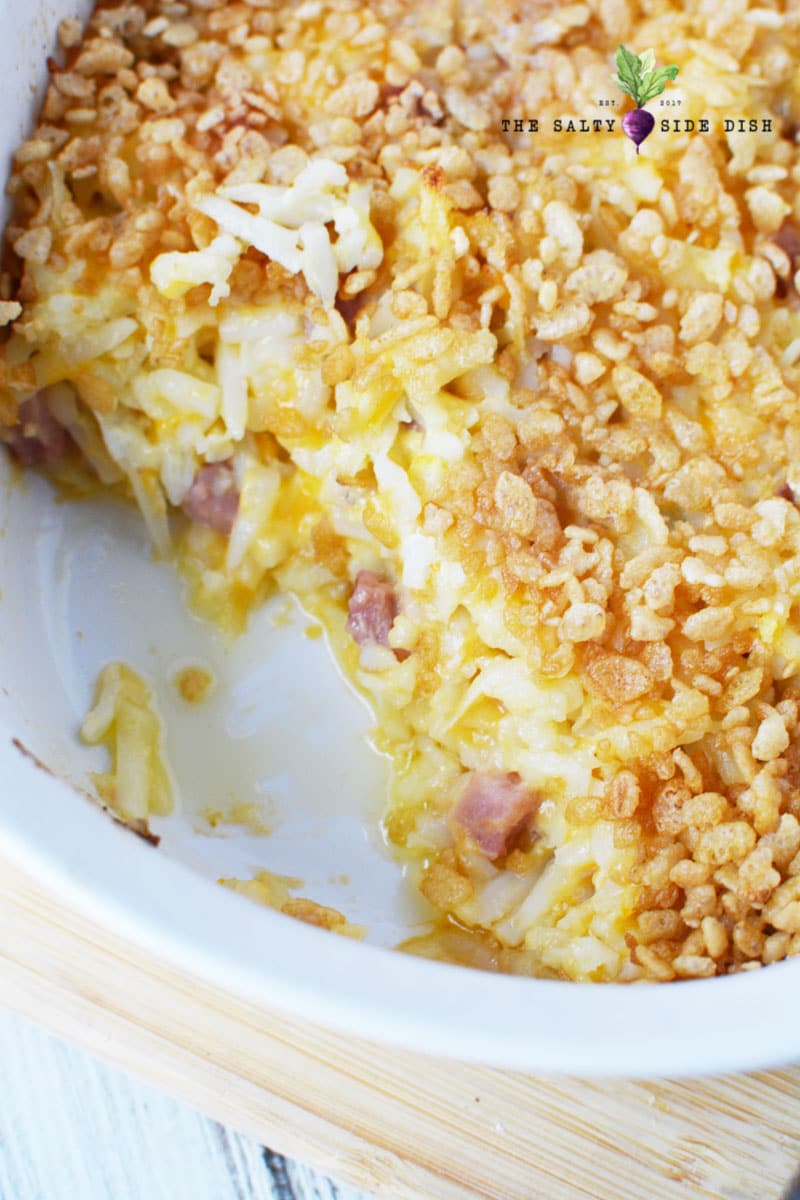 Funeral Potatoes with Hash Browns and Ham Salty Side Dish