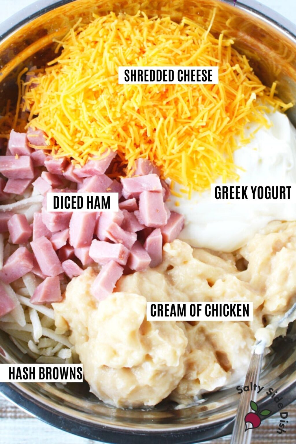 Cheesy Ham and Potato Casserole with Rice Krispie Topping!