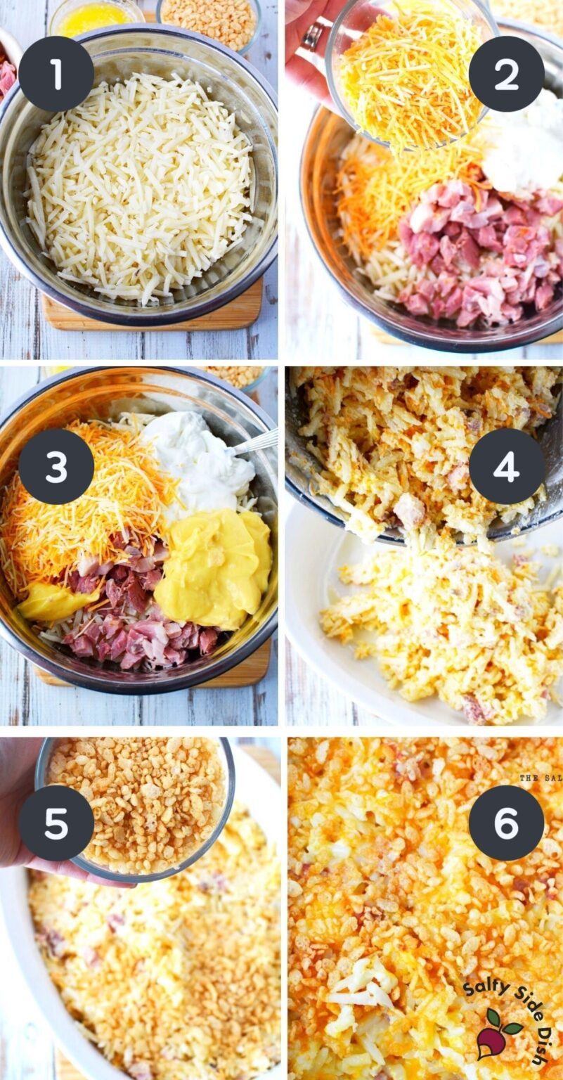 Cheesy Ham and Potato Casserole with Rice Krispie Topping!