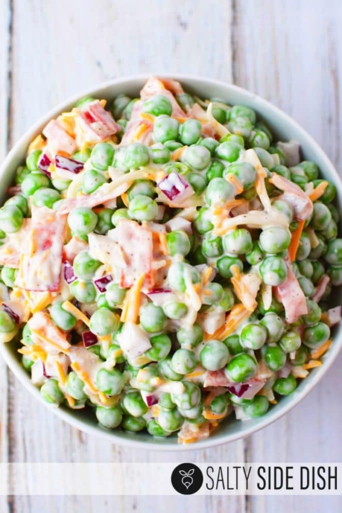 Pea Salad Recipe with Red Onions and Cheese {Video} Salty Side Dish