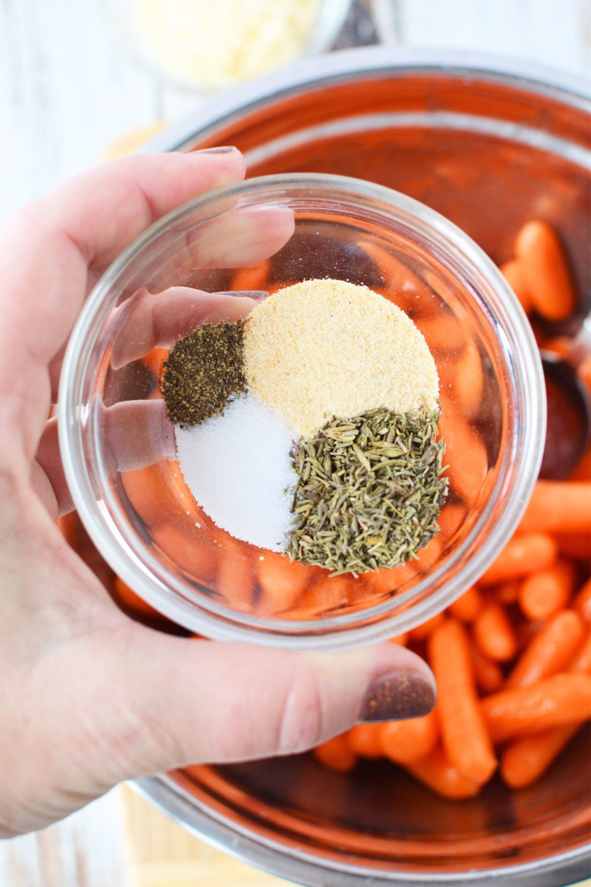 seasoning mix with parmesan cheese garlic salt pepper and herbs for parmesan roasted baby carrots