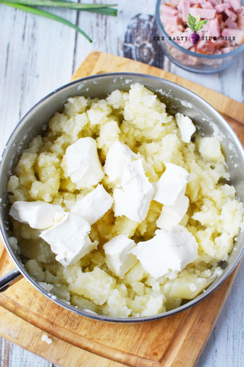 mashed with cream cheese and half and half no milk