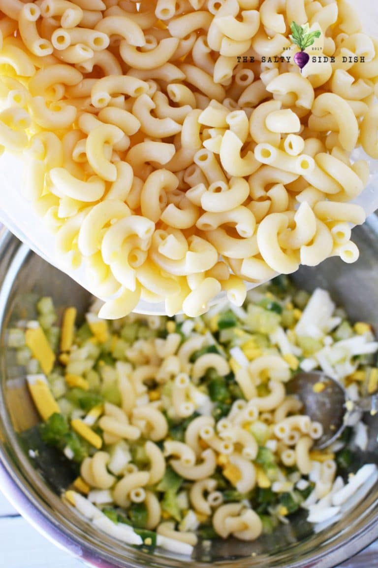 Classic Macaroni Salad with Sweet Relish Salty Side Dish