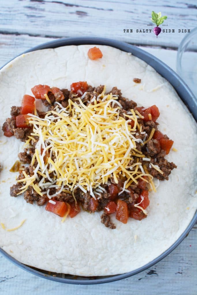 Layered Burrito Pie Casserole Bake with Flour Tortillas