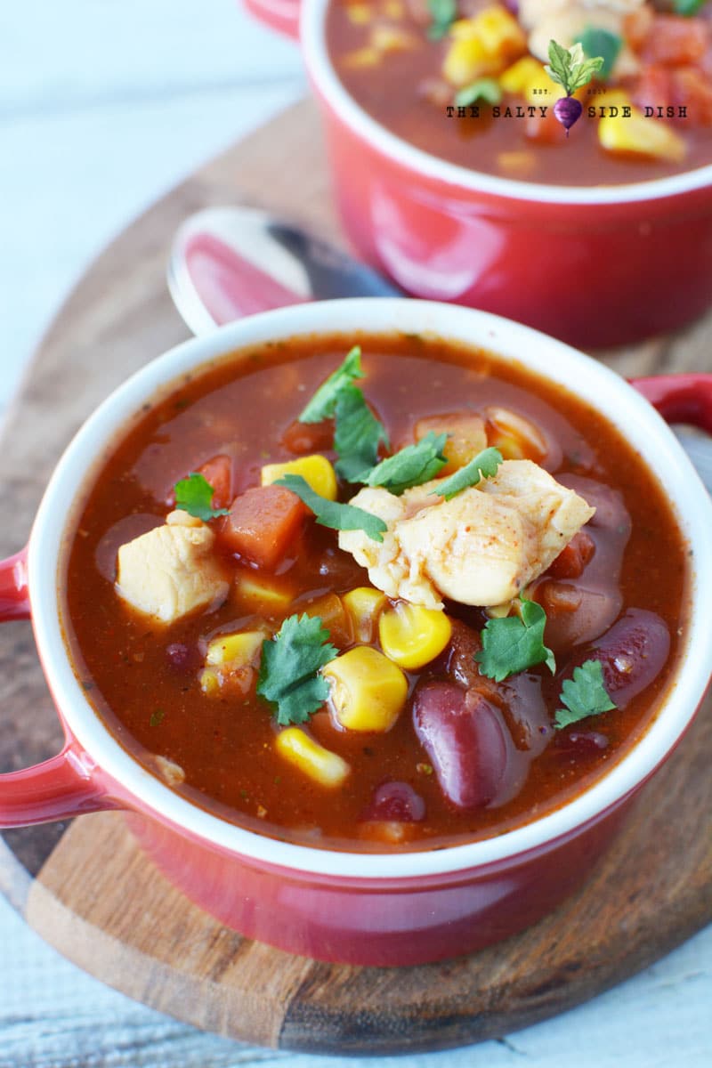 Hearty Mexican Chicken Chili with Diced Tomatoes