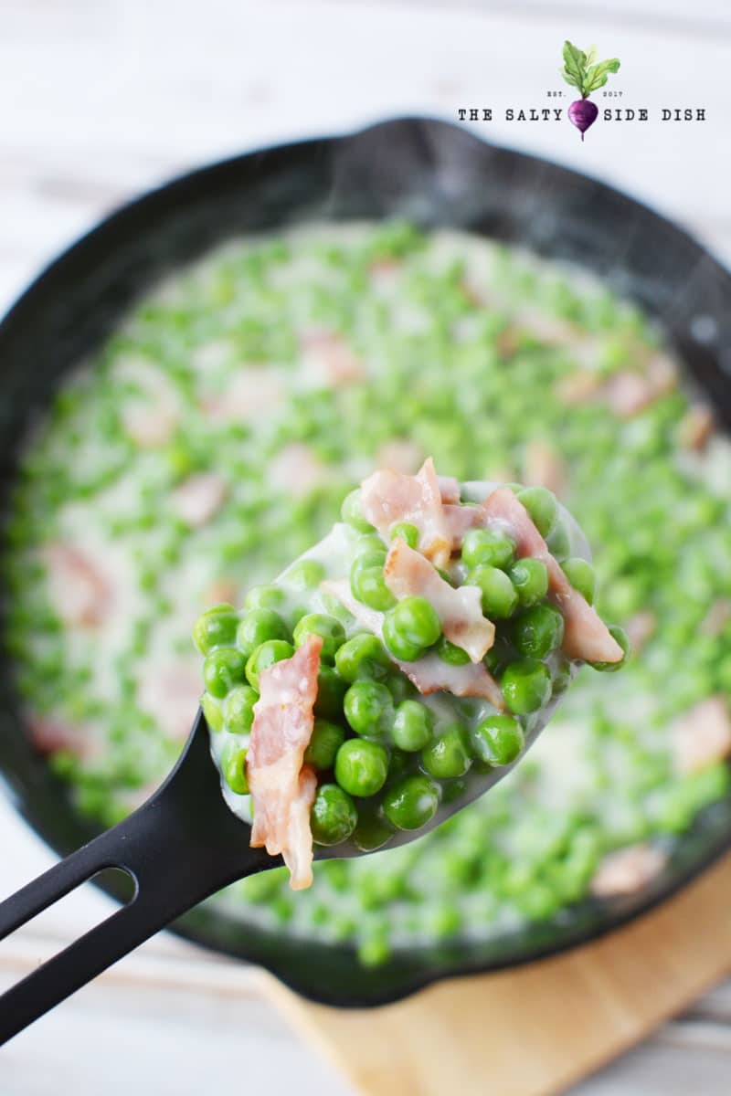 creamed peas and bacon are the perfect pea side dish recipe for any meal