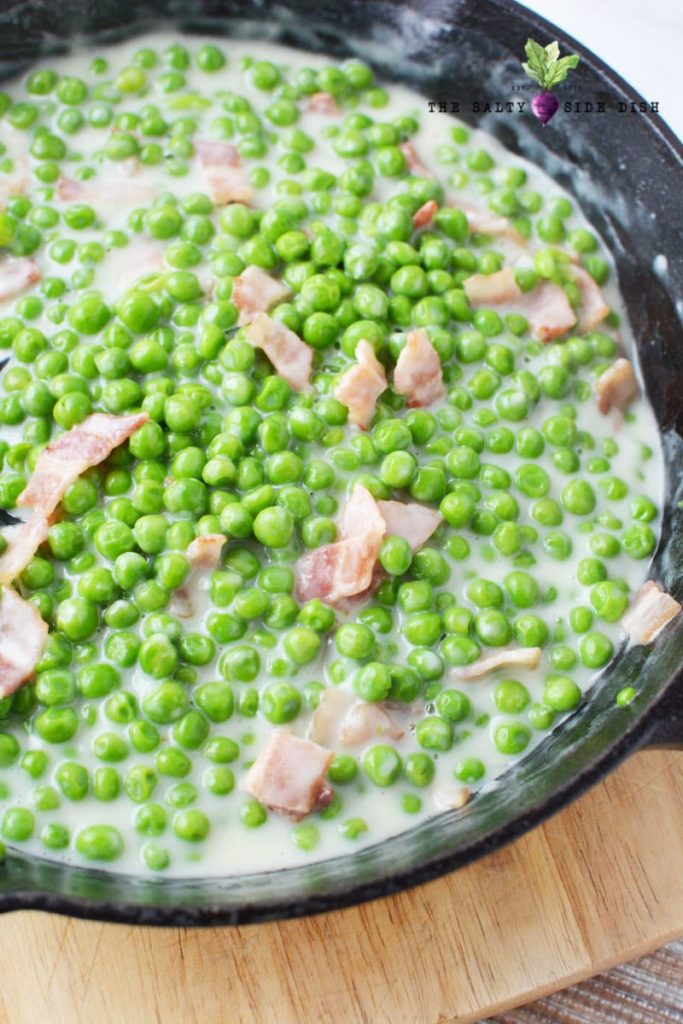 Creamed Peas with Bacon and White Sauce Salty Side Dish