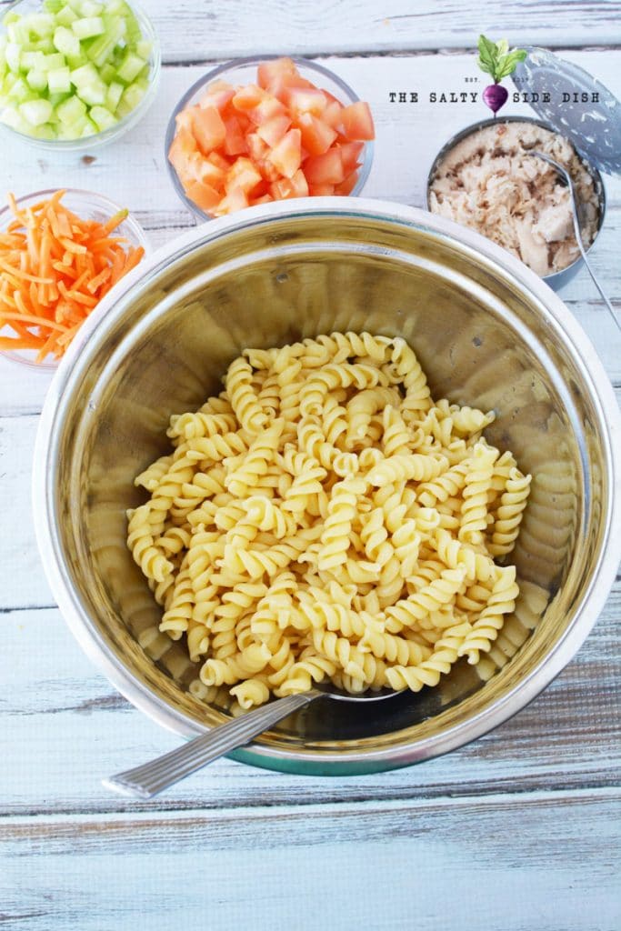 Simple Creamy Tuna Pasta Salad Side Dish with Rotini