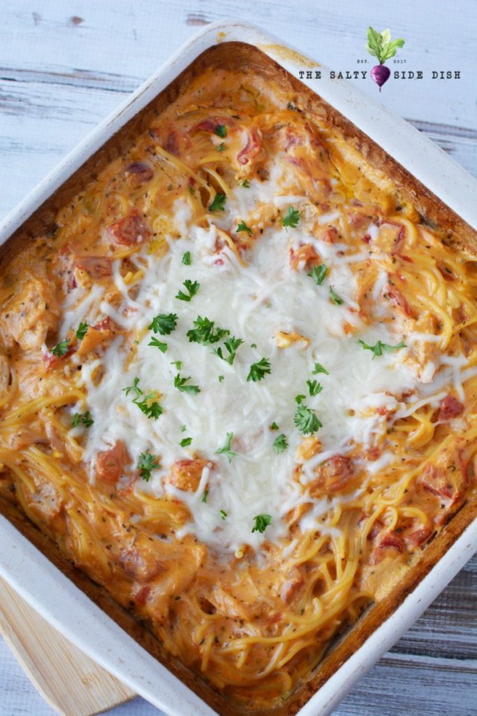 Easy Chicken Spaghetti Recipe with Rotel Tomatoes