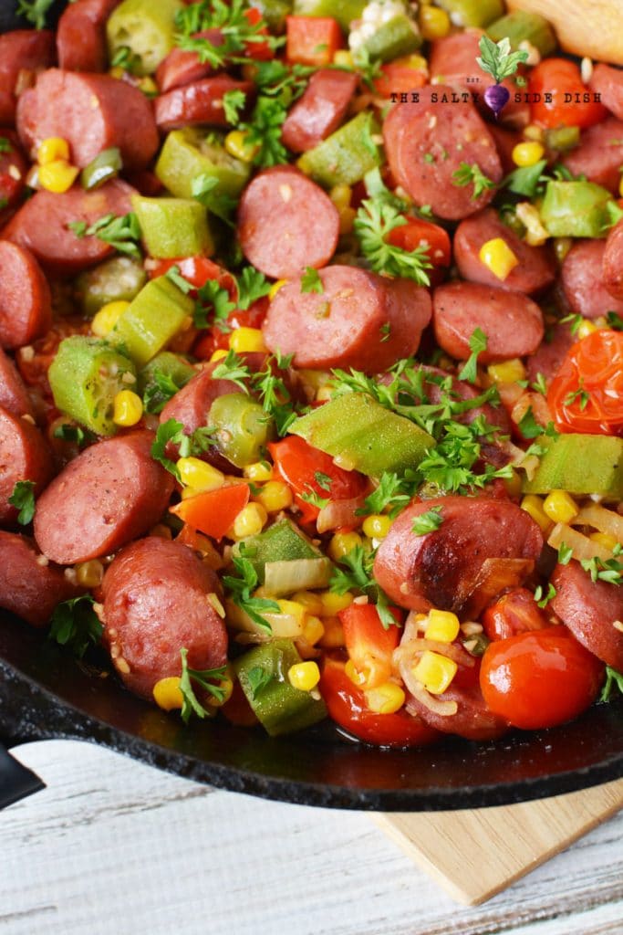 Southern Succotash with Andouille Sausage Salty Side Dish