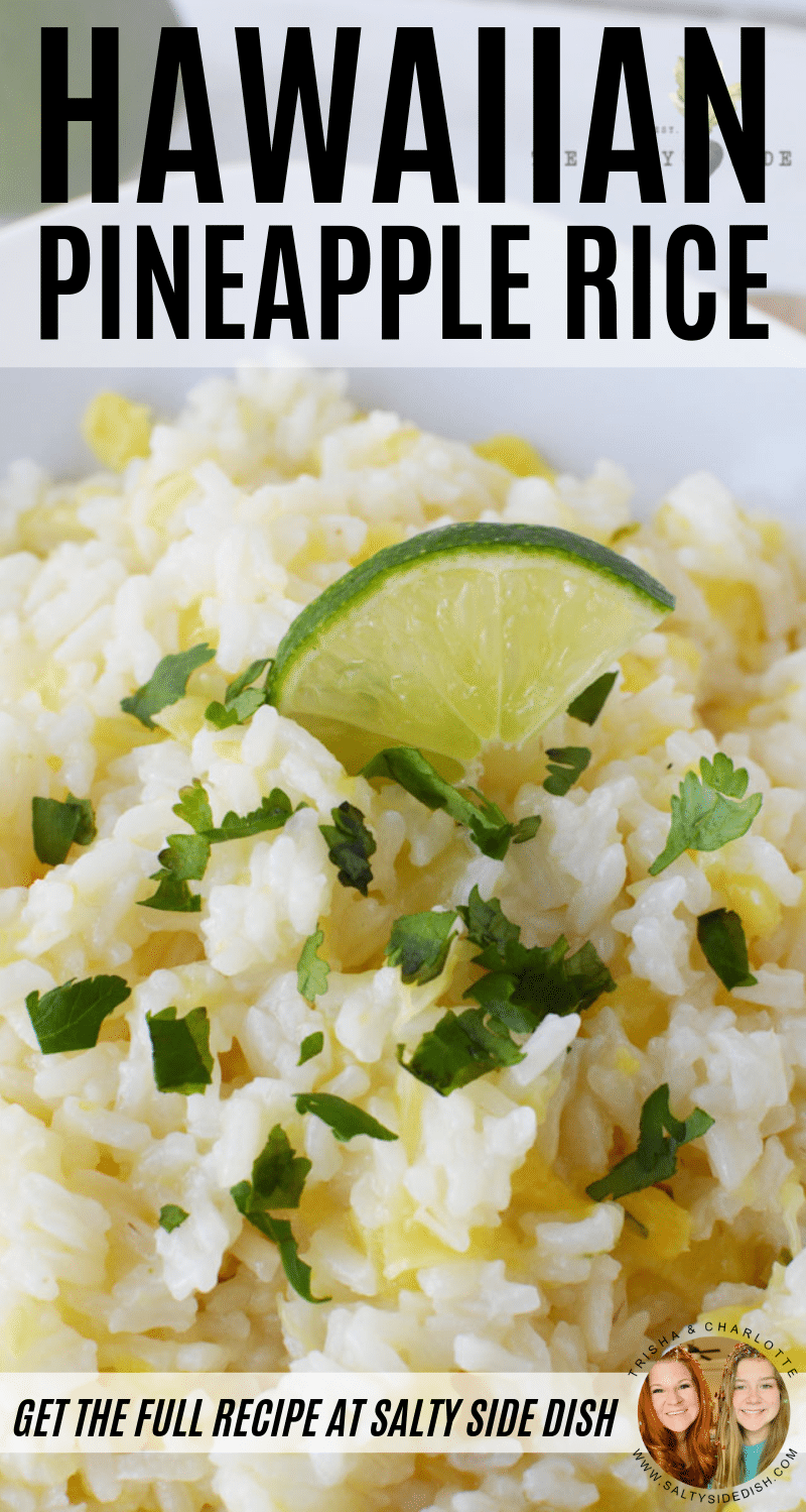 Pineapple Rice (Hawaiian Rice) with crushed pineapple and lime for a sweet side dish that pairs with so much #rice #pineapple #sidedish #recipe