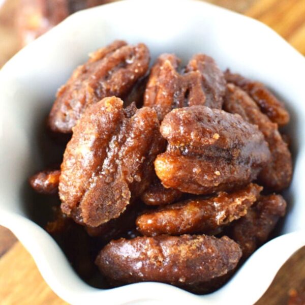 Crock Pot Candied Pecans with Cinnamon Sugar Salty Side Dish