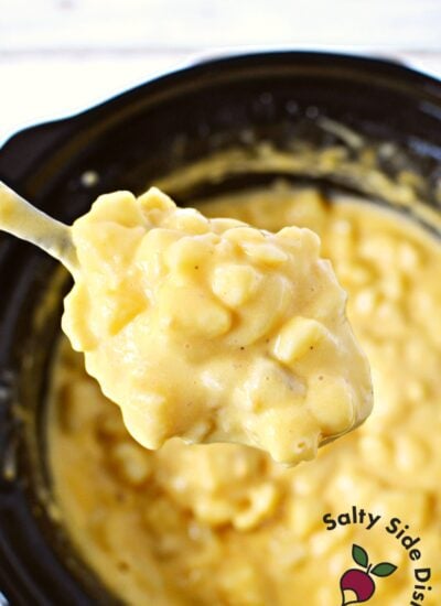 large spoonful of cheesy potatoes.