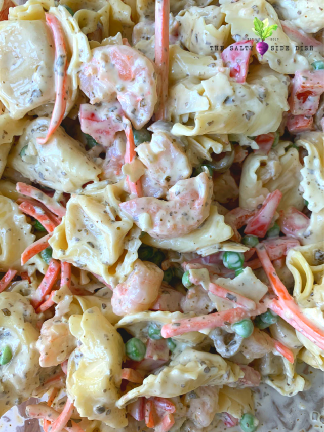 Shrimp Pesto Pasta Salad Recipe with Creamy Dressing Salty Side Dish
