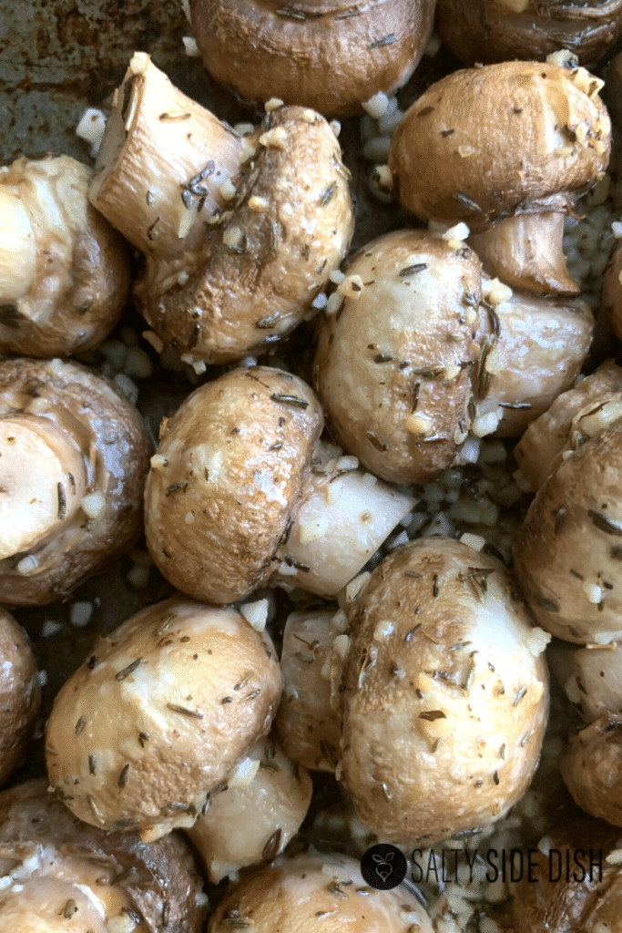 15 Minute Whole Roasted Mushrooms with Garlic | Salty Side Dish