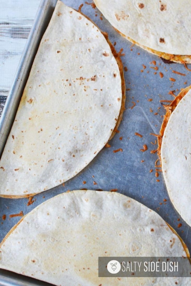 Easy Sheet Pan Chicken Quesadillas in Oven Salty Side Dish