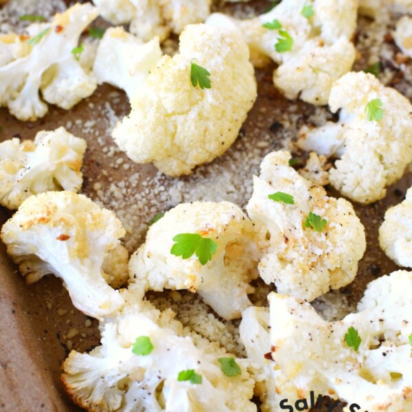 Parmesan Roasted Cauliflower with No Breadcrumbs | Salty Side Dish