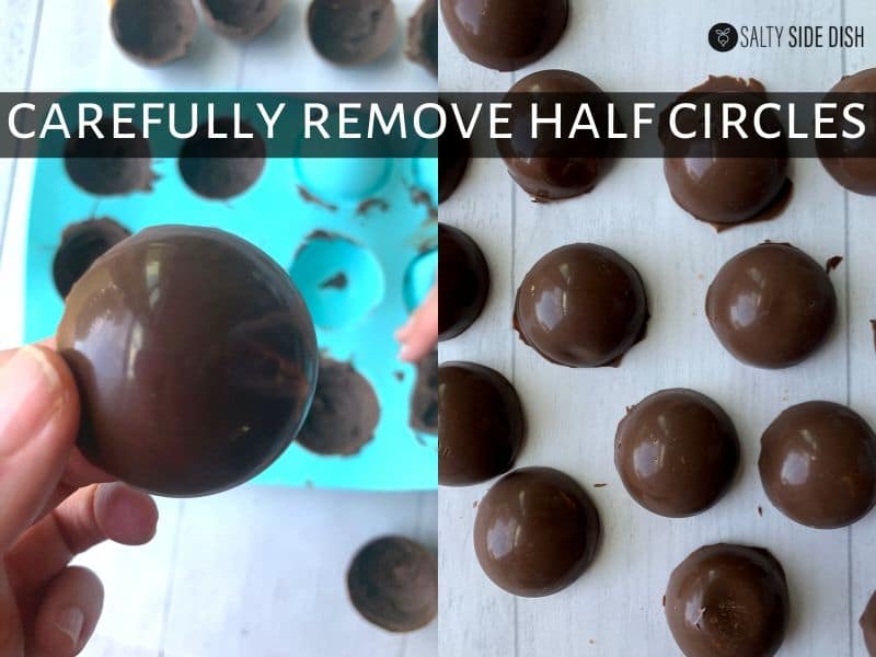 half circles of chocolate ready to fill out