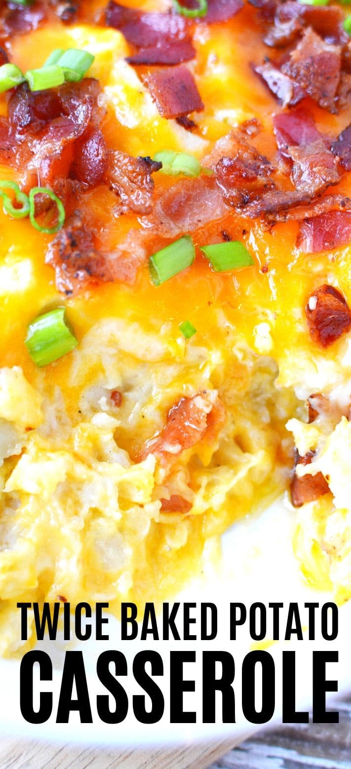 Loaded Twice Baked Potato Casserole is a super creamy casserole made with tender potatoes, loads of cheddar cheese, and delicious crispy bacon - ultimate comfort food #casserole #potatocasserole #sidedish #sides #saltysidedish #potatoes #potatosidedish #bacon #twicebaked Loaded Twice Baked Potato Casserole is a super creamy casserole made with tender potatoes, loads of cheddar cheese, and delicious crispy bacon - ultimate comfort food #casserole #potatocasserole #sidedish #sides #saltysidedish #potatoes #potatosidedish #bacon #twicebaked