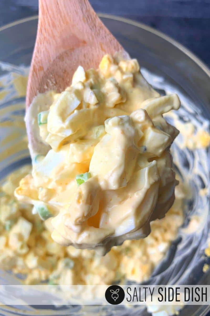 egg salad on a spoon.