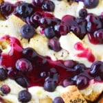 blueberry breakfast casserole in a dish.