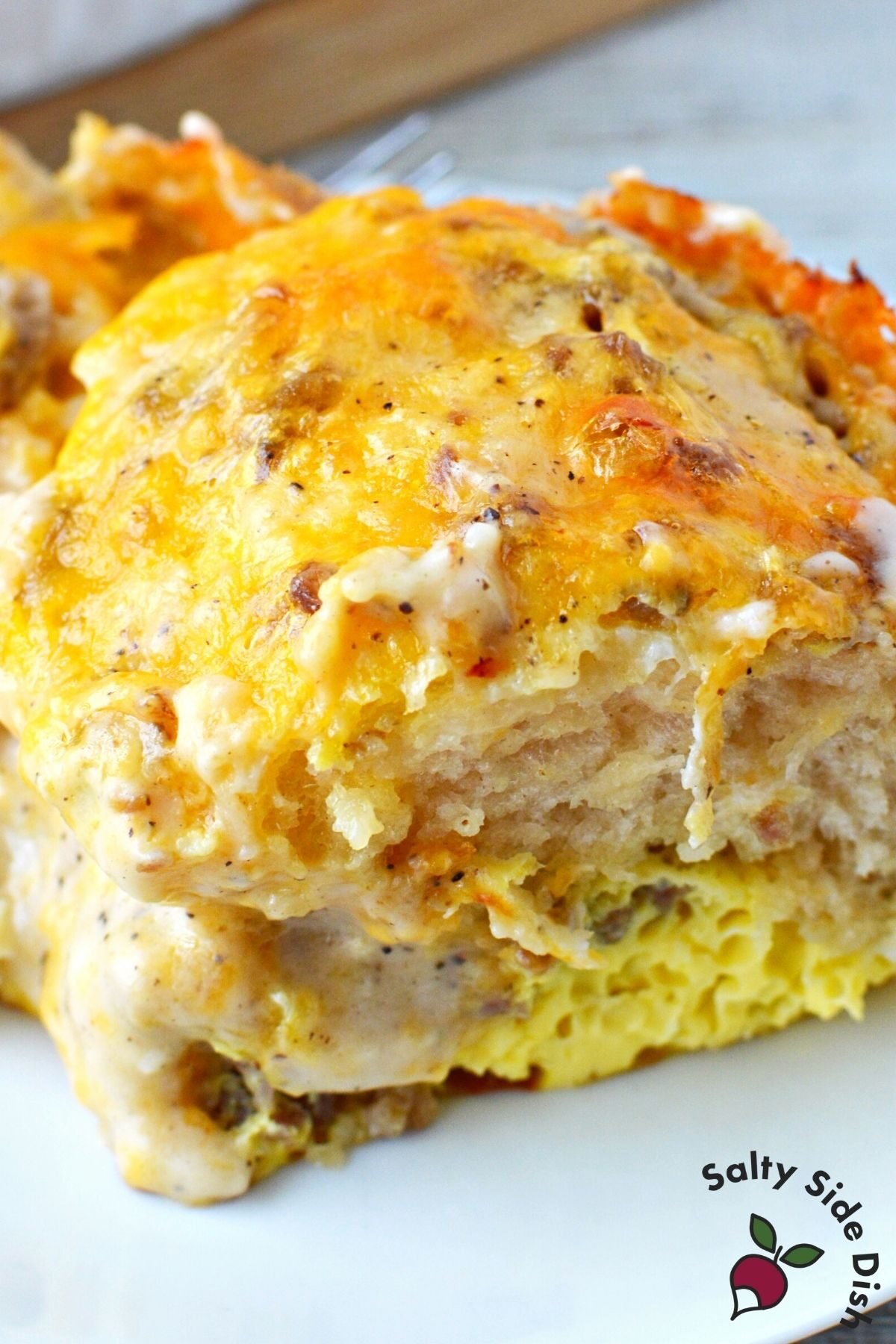 Buttermilk Biscuits and Gravy Breakfast Casserole Salty Side Dish