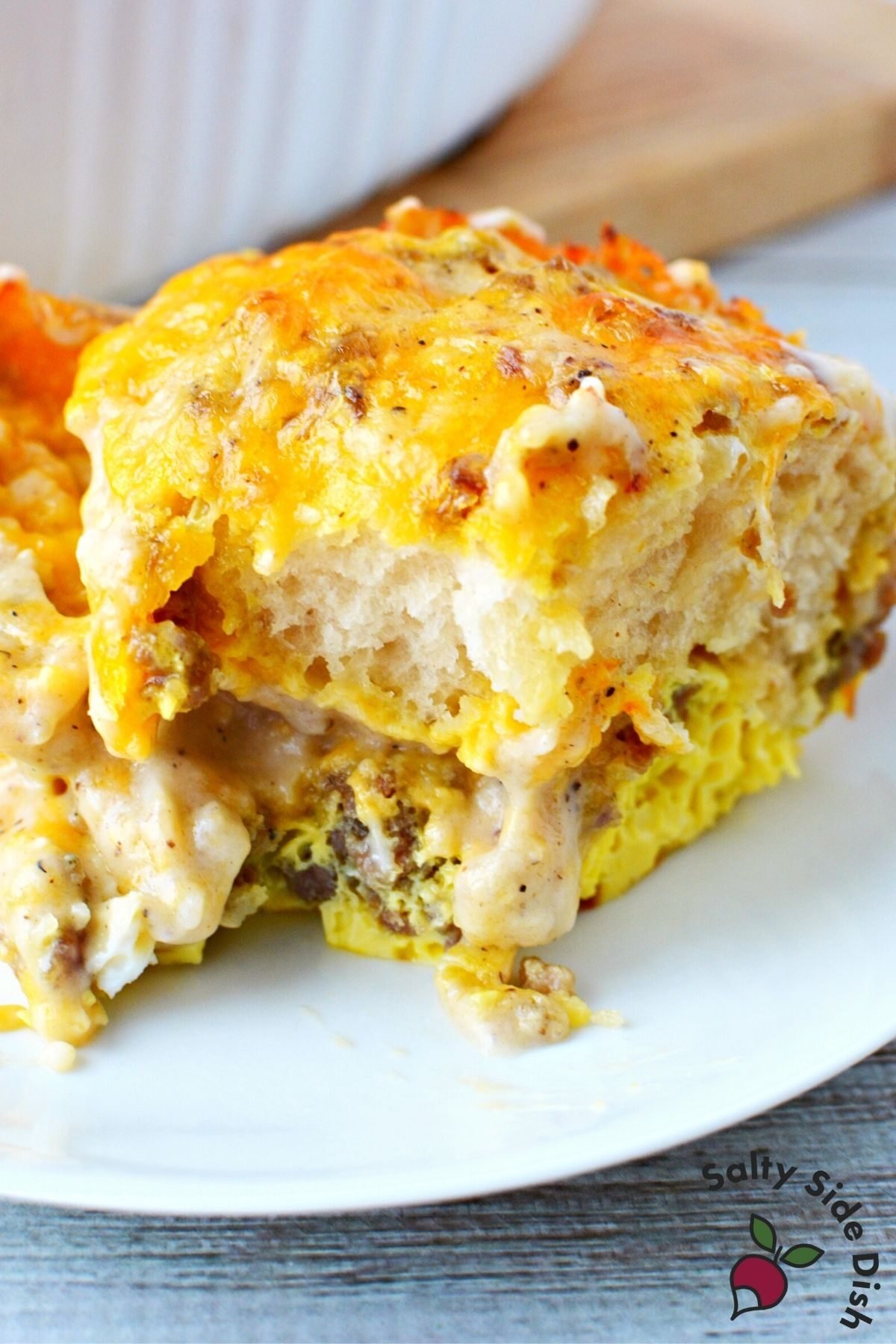 easy breakfast casserole on a plate.