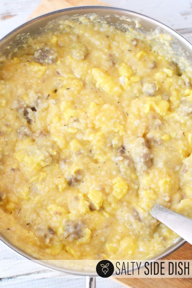 Grits Casserole Recipe with Breakfast Sausage and Cheddar Cheese