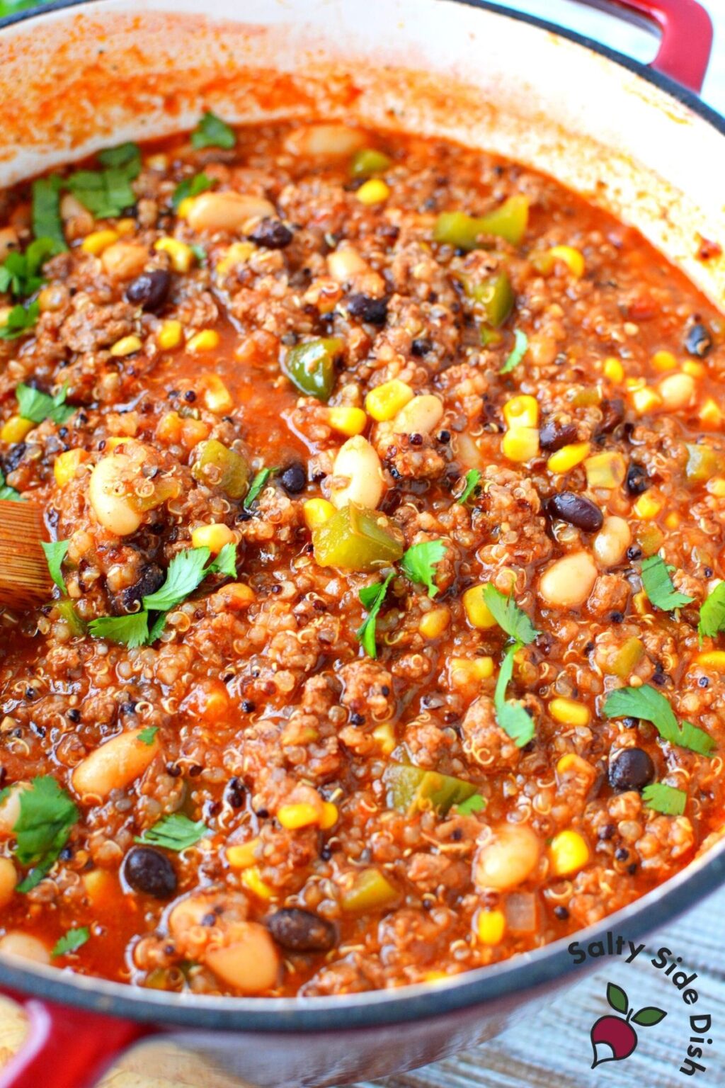 Black Bean Quinoa Chili Slow Cook or Stovetop Salty Side Dish