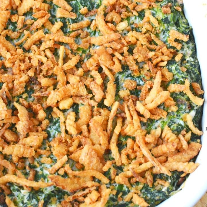 Creamed Spinach Casserole with Fried Onions