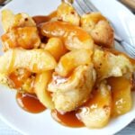 apple pie breakfast bake on a white plate.