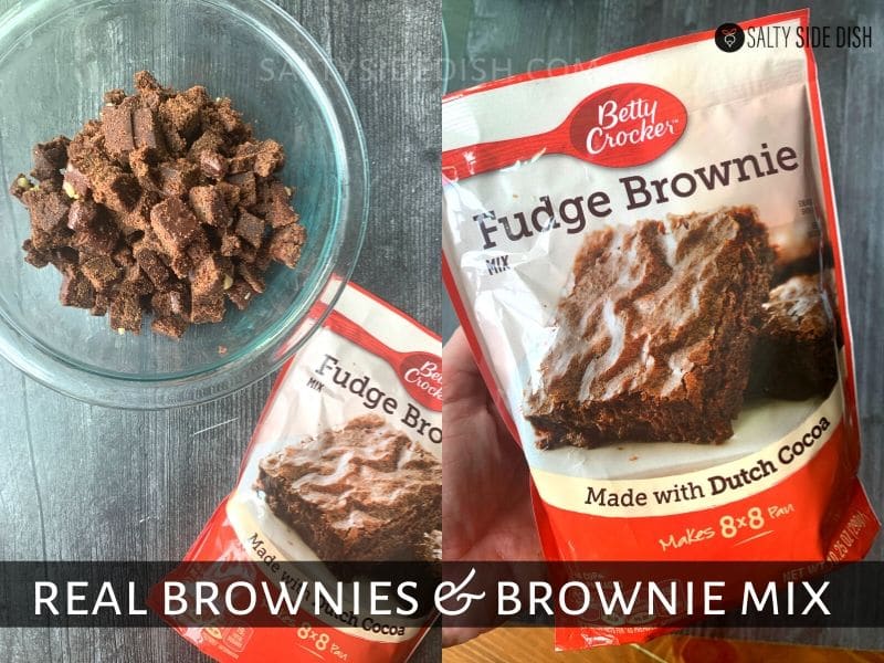 Brownie Batter Dip Appetizer Recipe, a sweet dessert dip to pair with strawberries, apples, pretzels, or wafers - delicious chocolate on chocolate with chunks of real brownies and done in 5 minutes #desserts #chocolate #dips #pretzels #recipes Use real fudgy brownies and brownie mix to make the perfect smooth dip