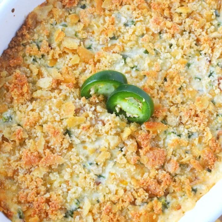 Jalapeno Popper Dip with Parmesan Cheese Crumble Topping