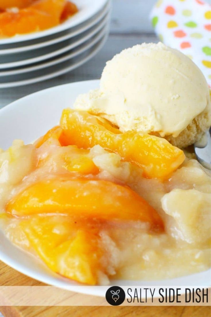 Peach Cobbler Dump Cake Recipe (SLOW COOKER) Crock Pot