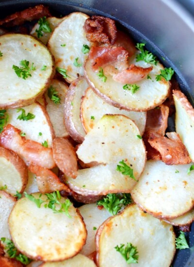 finished sliced red potatoes in air crisp basket