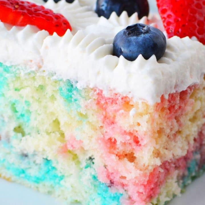 Red, White, and Blue Poke Cake Recipe with Jello